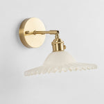 Bild in Gallery-Viewer laden, Ceramic white glass wall light with brass arm, 912BZ shade 7 cm high and 22 cm diameter