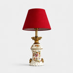 Bild in Gallery-Viewer laden, Red floral ceramic table lamp on a light background