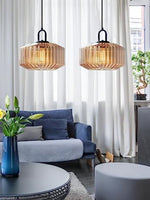 Load image into Gallery viewer, Ribbed Glass Pendant Light - Vintage Green Glass Hanging Light with Modern Appeal