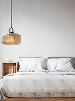 Load image into Gallery viewer, Ribbed Glass Pendant Light - Vintage Green Glass Hanging Light with Modern Appeal