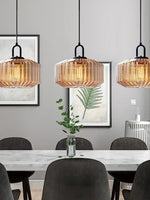 Load image into Gallery viewer, Ribbed Glass Pendant Light - Vintage Green Glass Hanging Light with Modern Appeal