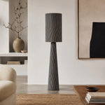 Charger l'image dans la visionneuse de galerie, Tall gray striped floor lamp in a modern neutral room