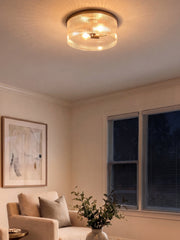 Lámpara de techo empotrada de vidrio acanalado elegante Bravira – Luminaria moderna de perfil bajo para dormitorio