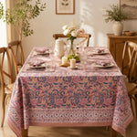 Cargar imagen en el visor de la Galería, Rose mauve floral tablecloth styled in a warm dining room