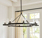 Load image into Gallery viewer, Auria Hand-Blown Glass & Metal Linear Chandelier – Contemporary Multi-Arm Fixture for Dining & Kitchen Island