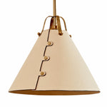 Bild in Gallery-Viewer laden, Close view of the leather shade and brass hardware
