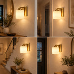 Bild in Gallery-Viewer laden, Glass Bathroom Vanity Light with three metal finishes and a metal wall bar - New2609-1024431 interior scene