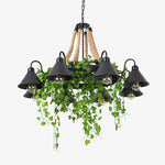 Load image into Gallery viewer, Rope and Greenery Wagon Wheel Chandelier