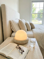 Load image into Gallery viewer, Cream Style Semi-Round Travertine Table Lamp