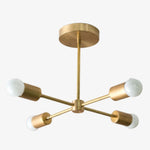 Load image into Gallery viewer, Mobilux Line Mid-Century Gold Sputnik Chandelier – Semi-Flush Geometric Brass Fixture