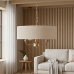 Bild in Gallery-Viewer laden, Tela eleganter Mehrarm-Pendelleuchter mit skulpturalen Schirmen für Esszimmer und Wohnbereich