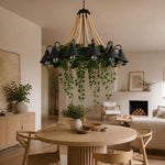 Load image into Gallery viewer, Rope and Greenery Wagon Wheel Chandelier