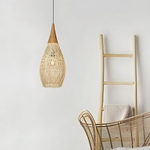 Bild in Gallery-Viewer laden, Handgefertigte Rattan Wandteppich-Pendelleuchte