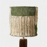 Cargar imagen en el visor de la Galería, Handwoven loofah table lamp with green panel shade