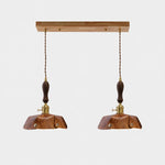 Load image into Gallery viewer, 2-Light Linear Pendant Vintage Brown Leather Bar 50 cm / 19.7 in; Shade Dia. 30 cm / 11.8 in