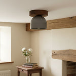 Load image into Gallery viewer, Metio Dome Scandinavian Oak Flush Mount Ceiling Light – Modern Minimalist Design for Living Room & Bedroom