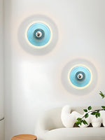 Cargar imagen en el visor de la Galería, Aplique de cristal acanalado: moderna lámpara de pared de disco para dormitorio