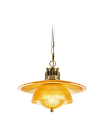 Load image into Gallery viewer, Ribbed Glass Pendant Light - Contemporary Brass and Glass Pendant for Kitchen and Living Room