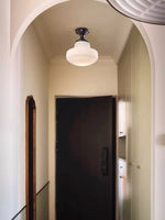 Load image into Gallery viewer, Medieval Art Deco Milk Glass Fixed Ceiling Light