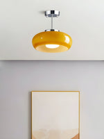 Load image into Gallery viewer, Retro Brass Bauhaus Glass Disc Ceiling Lamp