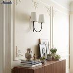 Cargar imagen en el visor de la Galería, Aplique de Pared Doble Clásico Moderno Roven con Brazos Curvos y Pantallas de Tela para Dormitorio y Pasillo