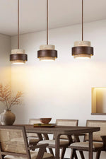 Load image into Gallery viewer, Travertine Wood Pendant Lamp - Modern Organic Hanging Light for Living Room