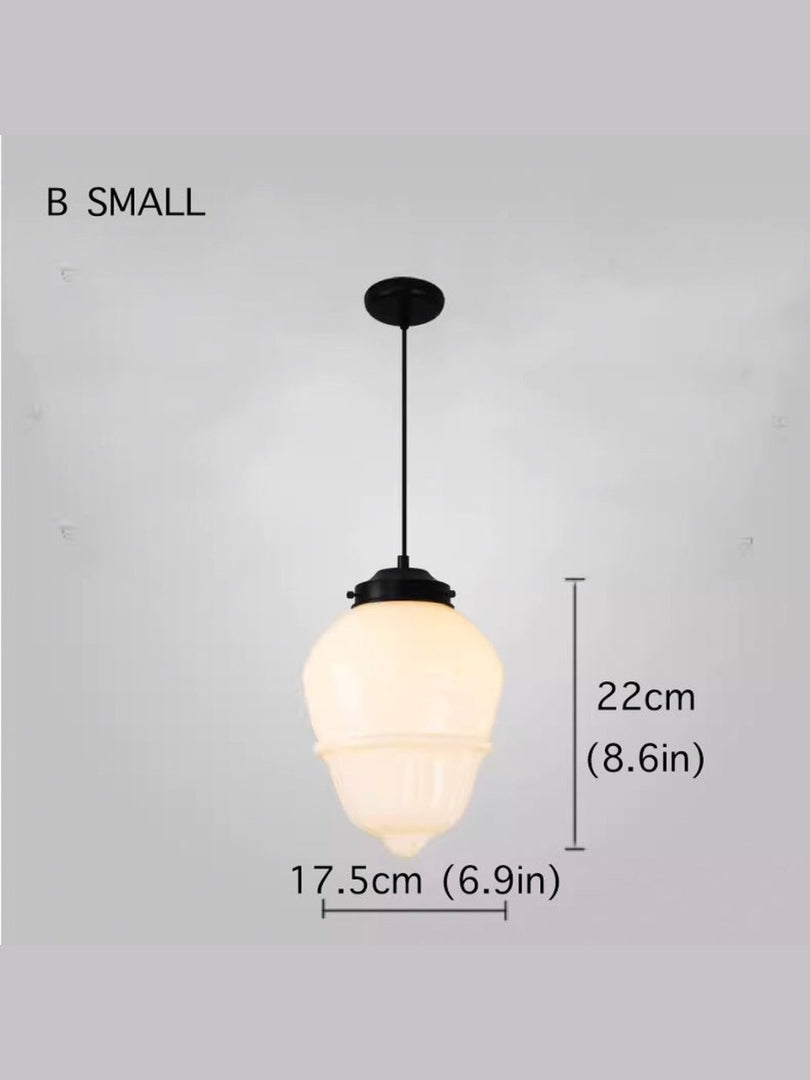 Vintage Art Deco Milk Glass Pendant Light