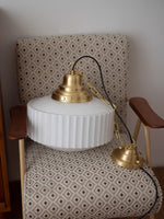 Load image into Gallery viewer, Opalume Glass Pendant Light – Vintage Milk Glass Pendant Light with Art Deco Style