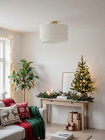 Bild in Gallery-Viewer laden, Dumora Doppel-Trommel-Deckenleuchte - Stoffschirm Aufputzleuchte Eleganz