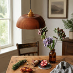 Load image into Gallery viewer, Handcrafted Walnut Wood Dome Pendant Light