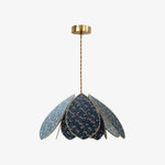 Bild in Gallery-Viewer laden, 21.7 + 12.6 in (55 + 32 cm) double-tier blue floral pendant light