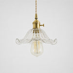 Cargar imagen en el visor de la Galería, Style N textured glass shade with antique brass E27 socket, front view
