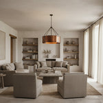 Load image into Gallery viewer, Oryven Modern Rustic Pendant Lighting - Drum Shade Hanging Lamp - Versatile Industrial Style for Home U07