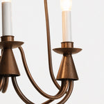 Load image into Gallery viewer, Detailed view of antique bronze chandelier candle socket and arm finish