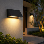 Cargar imagen en el visor de la Galería, Black sloped outdoor wall light unlit product view