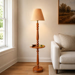 Bild in Gallery-Viewer laden, Vintage-Stehlampe aus Massivholz mit optionalem Beistelltisch