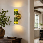 Bild in Gallery-Viewer laden, Green bamboo wall lamp view 3