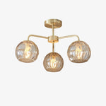 Load image into Gallery viewer, Elegant Brass Finish 3-Light Ceiling Lamp - Globe Semi Flush Light