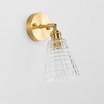 Bild in Gallery-Viewer laden, Champagne gold glass wall light with brass arm, EZ shade 13 cm high and 12 cm diameter