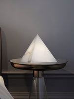 Load image into Gallery viewer, Alabaster Pyramid Table Lamp