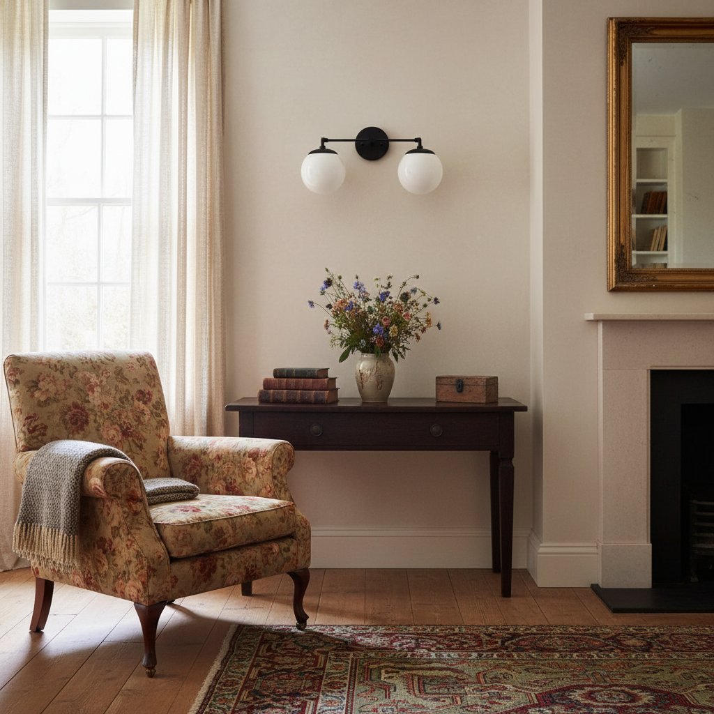 Aplique de pared de vidrio Glorica: lámpara de tocador vintage moderna