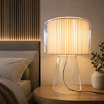 Cargar imagen en el visor de la Galería, Natural Glass Table Lamp With Fabric Shade