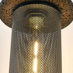 Cargar imagen en el visor de la Galería, Close detail of the lit perforated woven pendant shade