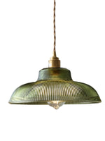 Load image into Gallery viewer, Ribbed Glass Pendant Light – Contemporary Glass Pendant Lights in Vintage Green Hue