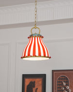 Load image into Gallery viewer, Circus Glass Pendant Lamp – Fun Red Stripe Art Glass for Eclectic Spaces