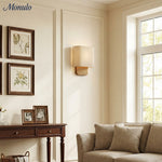 Load image into Gallery viewer, Nolvara Aleena Soft Fabric Luxe Metal Fabric Wall Sconce for Bedroom Reading Light
