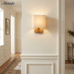 Load image into Gallery viewer, Nolvara Aleena Soft Fabric Luxe Metal Fabric Wall Sconce for Bedroom Reading Light