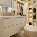 Load image into Gallery viewer, Pearl white cabinet knobs in a dressing room