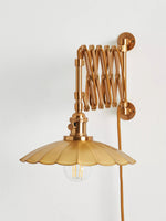 Load image into Gallery viewer, Furium Brass Accordian Wall Sconce - Retro Scalloped Bedside Lighting