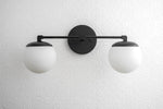 Load image into Gallery viewer, Glorica Glass Modern Wall Sconce – Contemporary 2-Globe Indoor Accent Lamp for Hallway